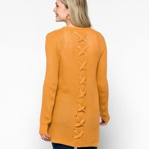 NWT S Pinque Cardigan Mustard Back Detail Stitchfix